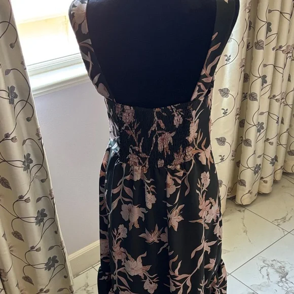 Maurices Dark Green Maxi Dress with Pink Floral Pattern - Picture 2 of 5